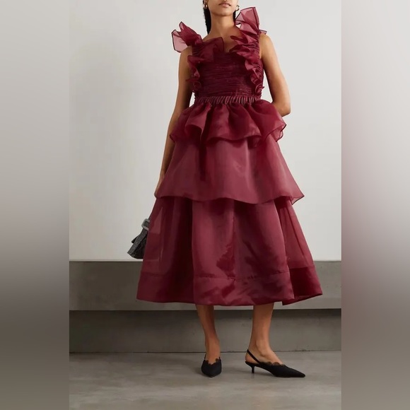 asra pleated frill midi dress Aje - Asra Pleated Frill Midi